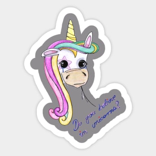 Believe in unicorns magic cute rainbow pony Sticker